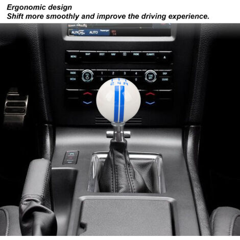 Aguja de cambio de marchas de 5 velocidades para Mustang 1967-2018 con 3 adaptadores (blanco/azul)