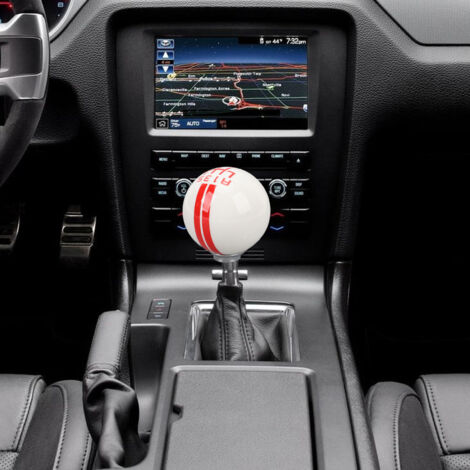 Aguja de cambio tipo bola estilo Shelby GT500 con 6 velocidades y 3 adaptadores para vehículos manuales, blanco/rojo