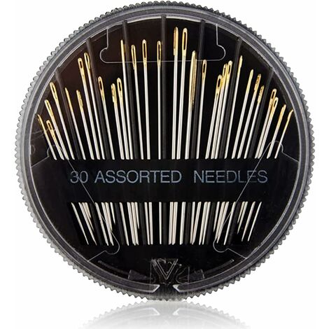 Agujas de coser [30 piezas], agujas de coser de 3,2 cm-5,1 cm, agujas de mano, agujas de tejer hilo, agujas de bordar, todas las longitudes necesarias para coser a mano incluidas (negro)