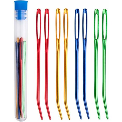 Agujas de Ojo Grande Agujas de Coser, Agujas de tapicería con una botella de almacenamiento, hilo tejer aguja de coser para ganchillo zurcir rebordear acolchar tejer tapicería artesanías, 8 pcs