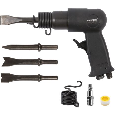 AH150 Kit Marteau Pneumatique à Canon Court avec Retenue à Changement Rapide, 4 Burins, Course de 1-5/8 Pouce, 4500 BPM, Léger