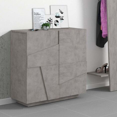 Ahd Amazing Home Design – Meuble à chaussures 2 portes béton – Design moderne – 4 compartiments pour 16 paires – Dimensions 81x38x86 cm – Fabriqué en Italie