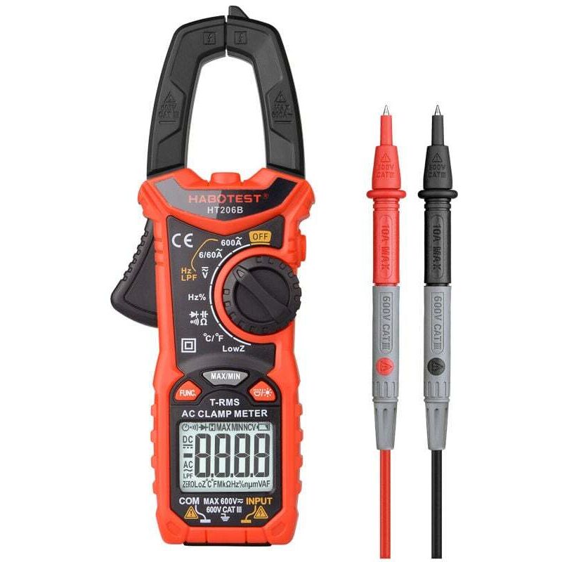 1 pièces pince de courant numérique ac/dc multimètre professionnel, courant/tension/diode/température/résistance/fréquence/diode/capacité/cycle de