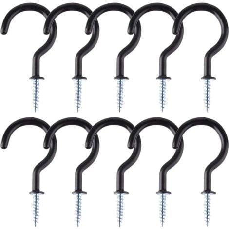 Ahlsen 10 Pack 2 Inch Screw-In Hooks, Screw-In Ceiling Hooks for Bathroom, Kitchen, Wall Hanging, Ceiling, Black