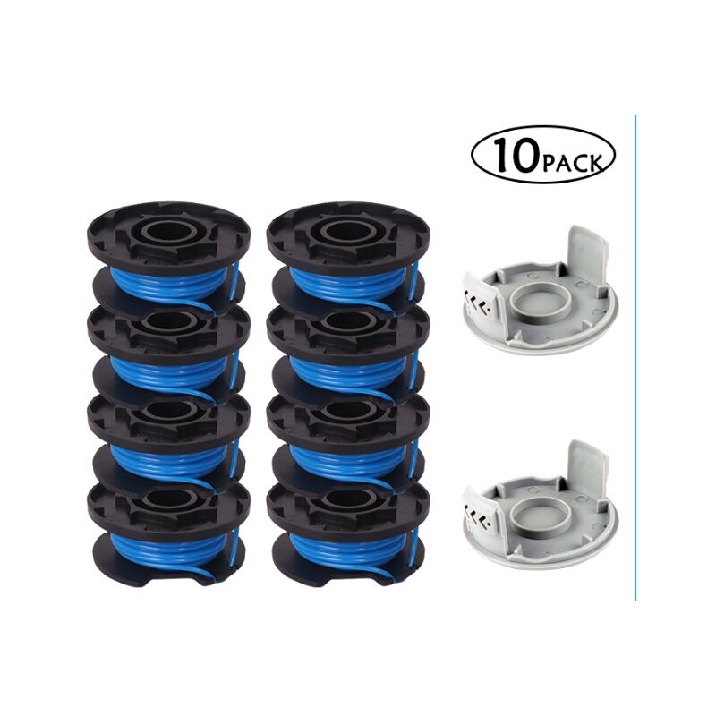 10 Paquets Bobine de Rechange pour Coupe-bordure pouce pour Ryobi, Compatible Avec Ryobi One + AC14RL3A, Coupe-fil Sans Fil, 8 Bobines + 2 Capuchons