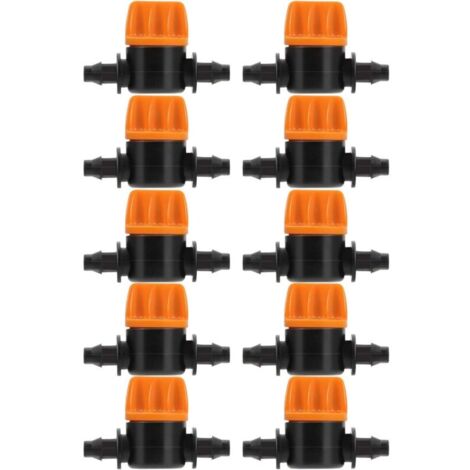 Ahlsen 10 Pièces Vanne de Commutation D'irrigation Goutte à Goutte 4/7 Connecteur de Tube D'irrigation Connecteurs de Tuyau Vanne Barbelée Convient pour Jardin Agricole