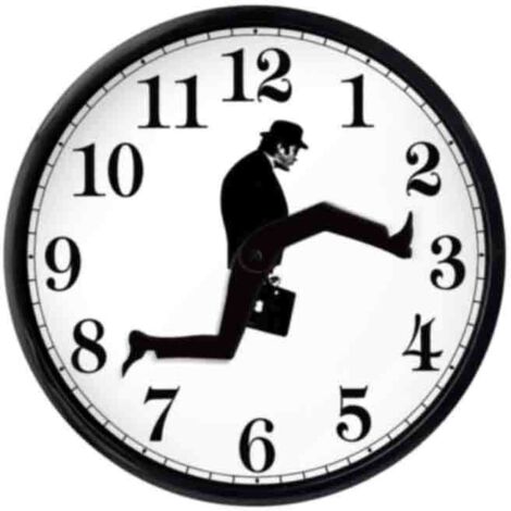 Ahlsen 10 pouces Ministry of Silly Walks Horloge avec couvercle avant en verre et cadre ABS, horloge murale silencieuse moderne à piles sans tic-tac pour décor de salon de chambre à coucher