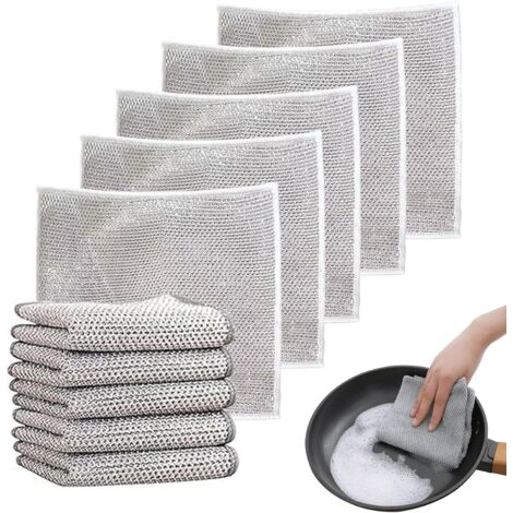 Ahlsen 10 Uds. De alambre de Metal multifuncional resistente a los arañazos, paño de cocina, paño de cocina, alambre de Metal resistente a los arañazos, toalla de té de 20x20cm