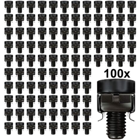 Ahlsen 100 pernos y tuercas de jaula para gabinete de red M6 - Bahía de servidor de acero de 10" y 19" - Negro