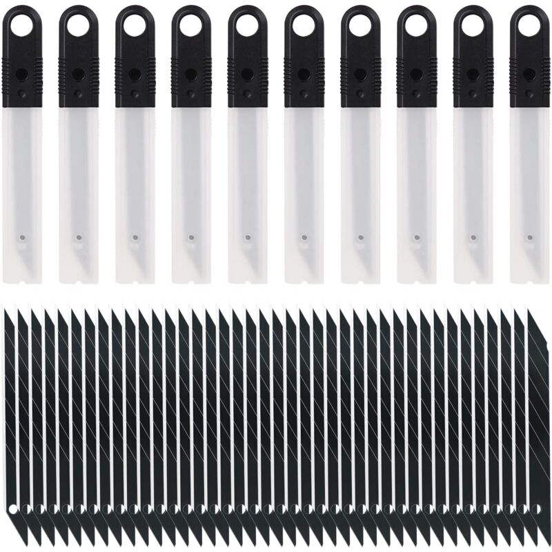 Ahlsen - 100PCS 8mm Lames de Rechange Noires pour Couteau d'Art Universel 8mm pour Papier Peint, Papier, Crayon à Sourcils, Artisanat