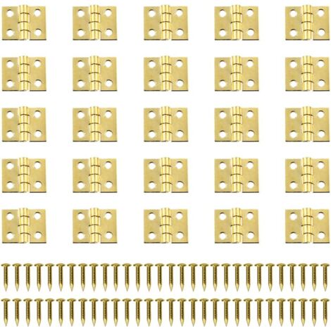 Ahlsen 100pcs Mini Bisagras Retro, Conectores de Bisagra, Bisagras de Latón, Pequeñas Bisagras de Metal, Bisagras en Miniatura con Tornillos, Puerta de Gabinete, Cajón, Cómoda