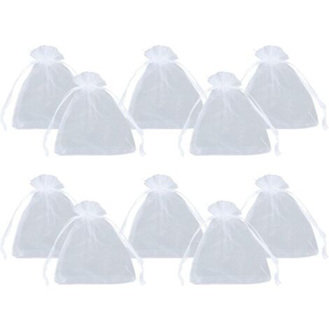 Ahlsen 100pcs Pochettes en Organza Blanc 10x12cm Sacs en Organza Transparent avec Cordon de Serrage pour Petits Objets Cadeaux Bijoux Emballage et Organisation