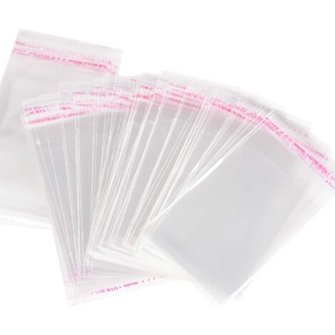 Ahlsen 100pcs Small Transparent Plastic Candy Bags Self Adhesive Cellophane Bags Packaging Bags Cookies Sandwich Chocolates Beads Jewelry Gift (10x15cm)