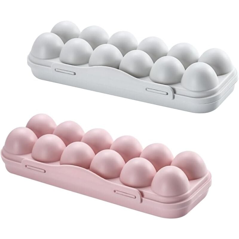 Ahlsen - 12 Grilles Boîte de Rangement des Oeufs avec Couvercle 2 Pièces 12 Grille Boite Oeuf Boîte à Oeufs en pp Plateau à Œufs Support à Œufs pour