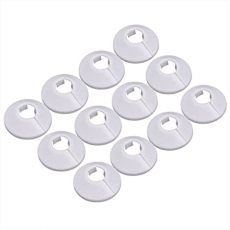 Ahlsen 12 Pcs Cache Tuyau, Cache Tuyau Plomberie Collier Radiateur, Manchon Radiateur Pour Tuyau Rosace Ronde Blanche Diamètre De 15 Mm (Blanc) - white