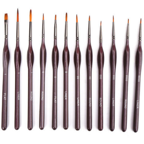 Ahlsen 12 Pcs Pinceaux Fins Pinceaux Peinture Professionnels Pinceaux Miniatures pour Acrylique Huile
