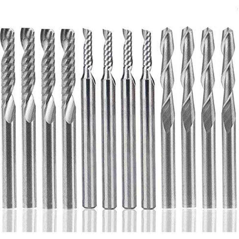 Image of 12 Stück Wolframkarbid-Schaftfräser – CNC-Werkzeuge für Nylon, Harz, abs, Acryl und Holz - Ahlsen