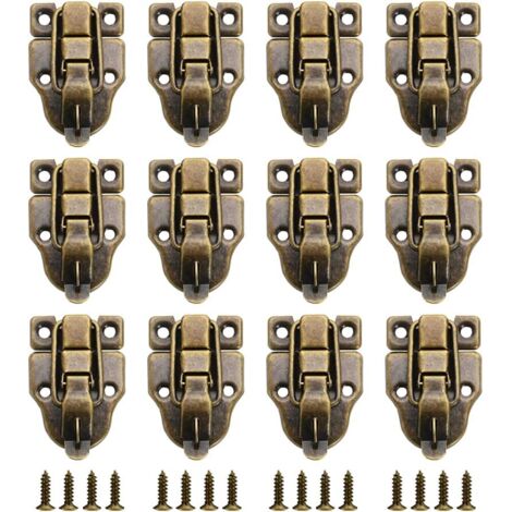 Ahlsen 12Pcs Boîte Cadeau Style Vintage Verrous Vintage Pour Valise Mini Couleur Bronze Loquets Verrous Serrure De Verrouillage Fermoir Pour à Vos Vieilles Boîtes Bois, Boîtes à Outils(Bronze)