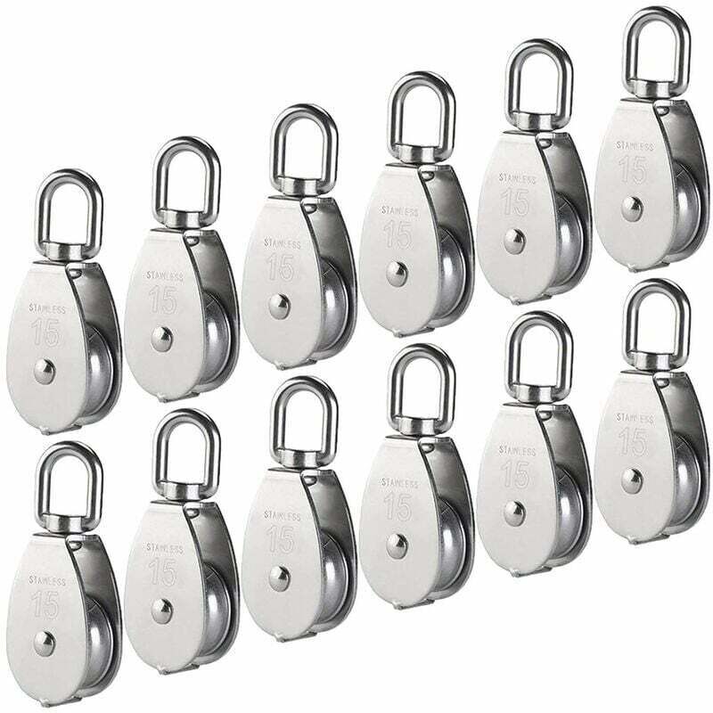 12pcs M15 Acier Inoxydable Poulie Accueil Poulie Anneaux pour Fixer la Poulie - Ahlsen