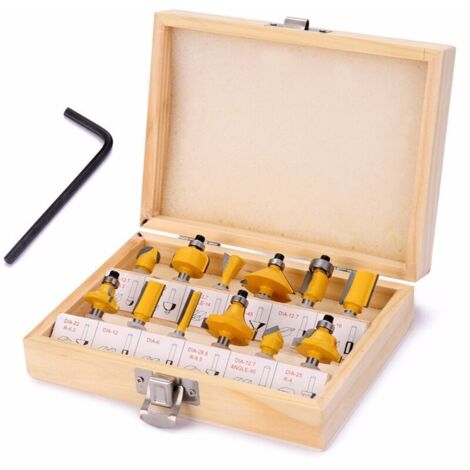 Ahlsen 12PCS Trépan de tronçonnage incliné en carbure de tungstène de 6,35 mm 1/4 po avec une clé