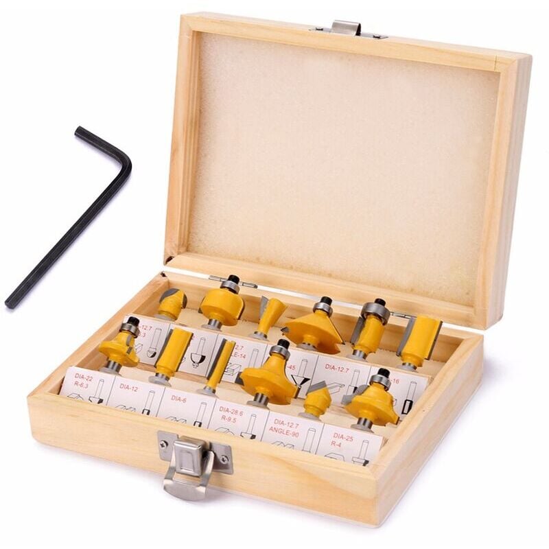 Ahlsen - 12PCS Trépan de tronçonnage incliné en carbure de tungstène de 6,35 mm 1/4 po avec une clé