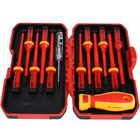 Ahlsen 13-teiliges Schraubendreher-Set, Isolierung, Kunststoffgriff, Schraubendreher-Set, Elektriker-Handreparatur-Werkzeug, A160235
