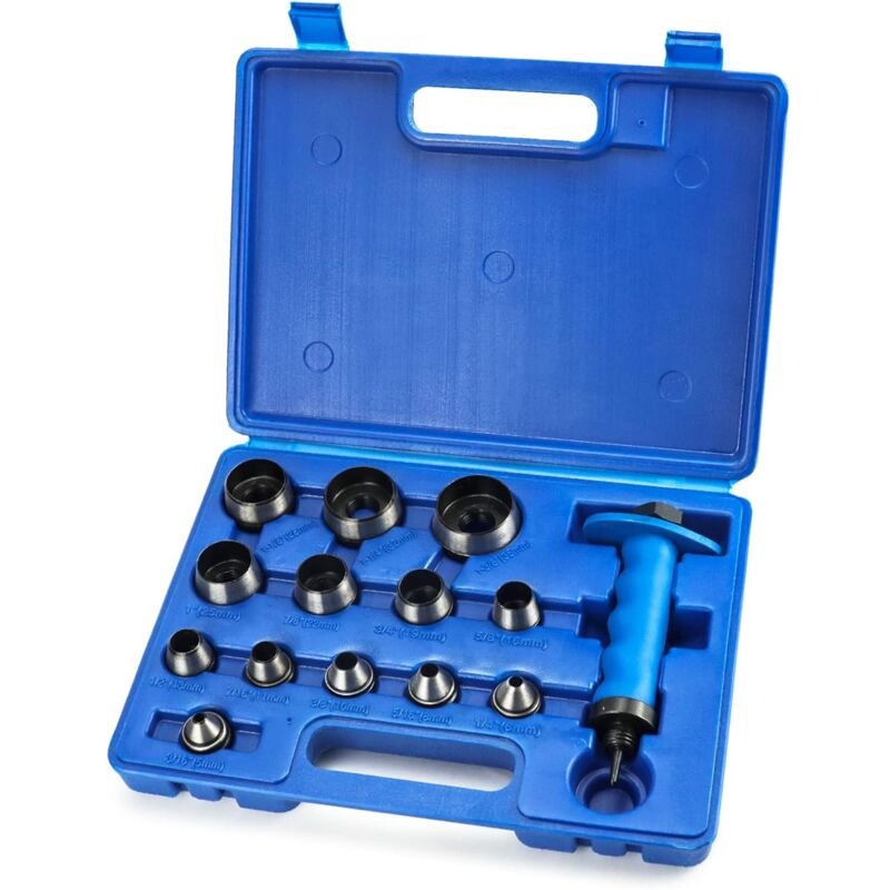Ahlsen - 14 pièces Jeu de pointeaux 5-35 mm, jeu de poinçons en cuir, outil de perforation