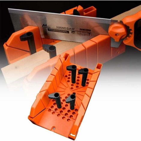 Ahlsen 14-Zoll-Gehrungslade aus Kunststoff für die manuelle Holzverarbeitung mit Klemme und 22,5°45°90°-Winkel für die Holzbearbeitung (Orange), einteilig,