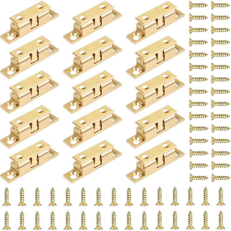 Ahlsen - 15 Pièces Double Loqueteau à Billes, Loqueteau à Billes Laiton Loqueteau à Double Bille pour Placard Meubles Porte Armoire Loquet