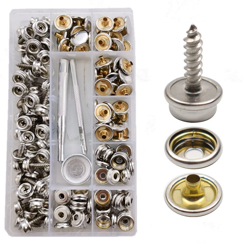 Ahlsen - 150 pièces boutons pression en toile marine, Bouton Pression en Métal pour Couverture de Bateau