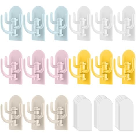 Ahlsen 15pcs Self Adhesive Wall Hooks, Self Adhesive Hooks, Seamless Hooks, Triple Towel Hook, Self Adhesive Wall Hook, for Living Room, Bathroom, Kitchen, Office