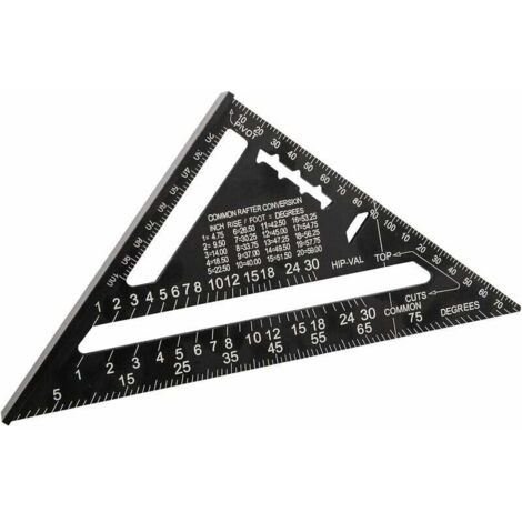 Ahlsen 180 mm (7 Zoll) Aluminium-Dreieck-Quadrat-Lineal, Multifunktions-Winkelmesser, Zimmermannswinkel, 45–90 Grad, Zimmermanns-Messwerkzeug (metrisch)