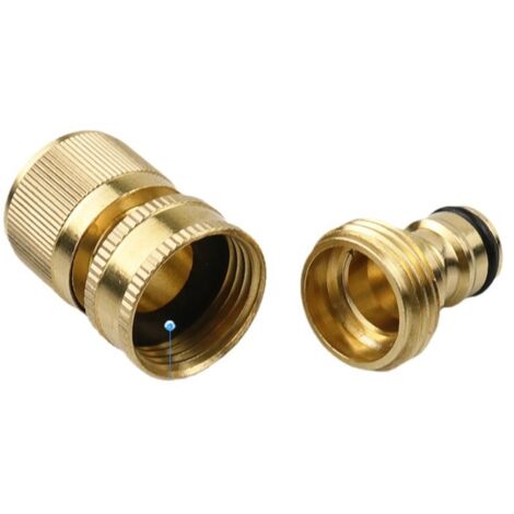 Ahlsen 2 Jeu (4 Pièces) Connecteur de Tuyau d'arrosage en Laiton 3/4", Raccords Rapide, Connecteur de Robinet à Filetage Femelle et Filetage Mâle, Adaptateurs de Robinets pour Tuyau de Jardin