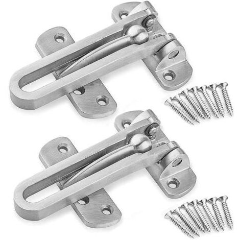 Ahlsen 2 Pack Entrebailleur de Sécurité Porte Acier Fenêtre Garde Verrou Porte d'Entrée Sans Chaîne Loquet de Verrouillage Pour Fenêtre Porte, Empêche l'Entrée Par Effraction