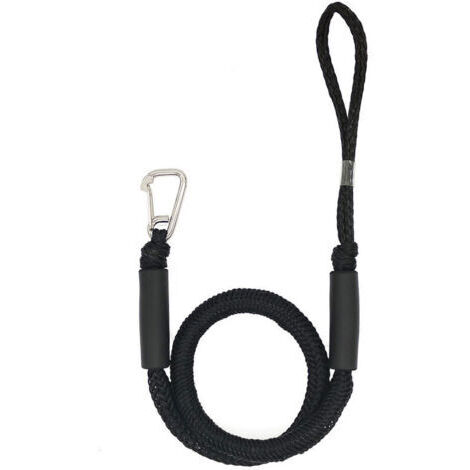 Ahlsen 2 Pcs Ligne De Quai De Bateau 4-5,5 Ft Corde D'amarrage Bungee Dockline Bateau en Acier Inoxydable Clip Accessoires noir, deux pièces