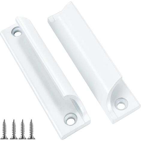 Ahlsen 2 PièCe Poignee De Porte Exterieur- PoignéE Porte Coulissante, Invisible De Poignee De Meuble IntéRieure,  Entraxe 90mm (blanc)