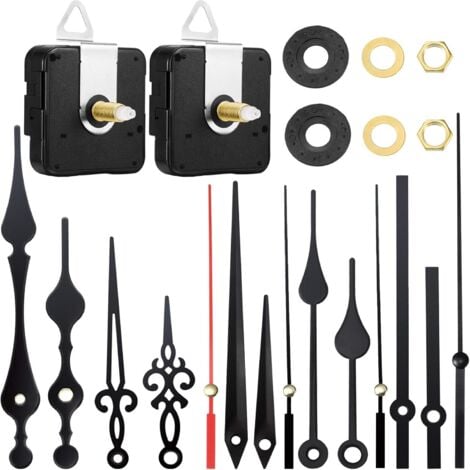 Ahlsen 2 Pièces Mécanisme d'Horloge Mécanisme de Mouvement d'Horloge Mecanisme Horloge Pile Silencieux Horloge Murale Systeme Horloge Aiguilles Mecanisme Pendule