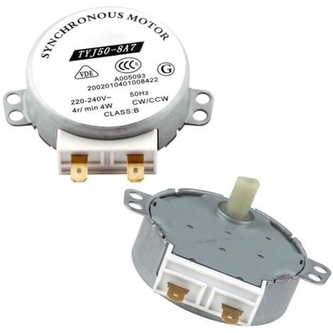 AHLSEN 2 Pièces Moteur TYJ50-8A7, Moteur de Plateau Tournant AC220-240V Électrique de Moteur Synchrone Circulaire Rotatif Microwave Turntable Turn Table Motor pour Microwave Oven