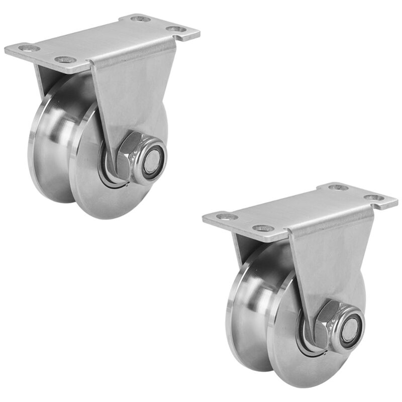 Ahlsen 2 pièces Poulie de Levage Mouflage Inox, U-Poulies Simple pour Cable, 48mm Poulie avec Roulements, Capacité de Charge 200kg, pour Rail