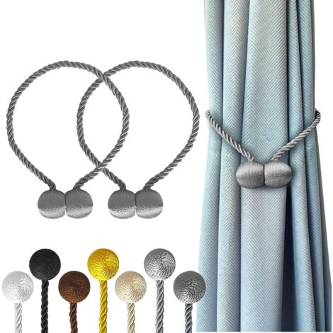 Ahlsen 2-teiliges graues magnetisches Vorhang-Raffhalter-Set, Vorhang-Raffhalter-Schnalle, dekorativer Vorhang-Raffhalter-Haken für Zuhause, Schlafzimmer und Büro