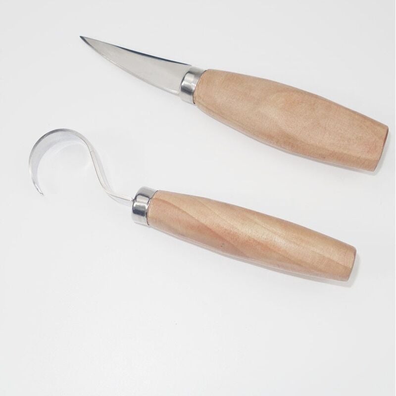 Image of 2-teiliges Holzschnitzmesser, Holzhakenmesser, Holzschnitzwerkzeuge mit Holzgriff - Ahlsen