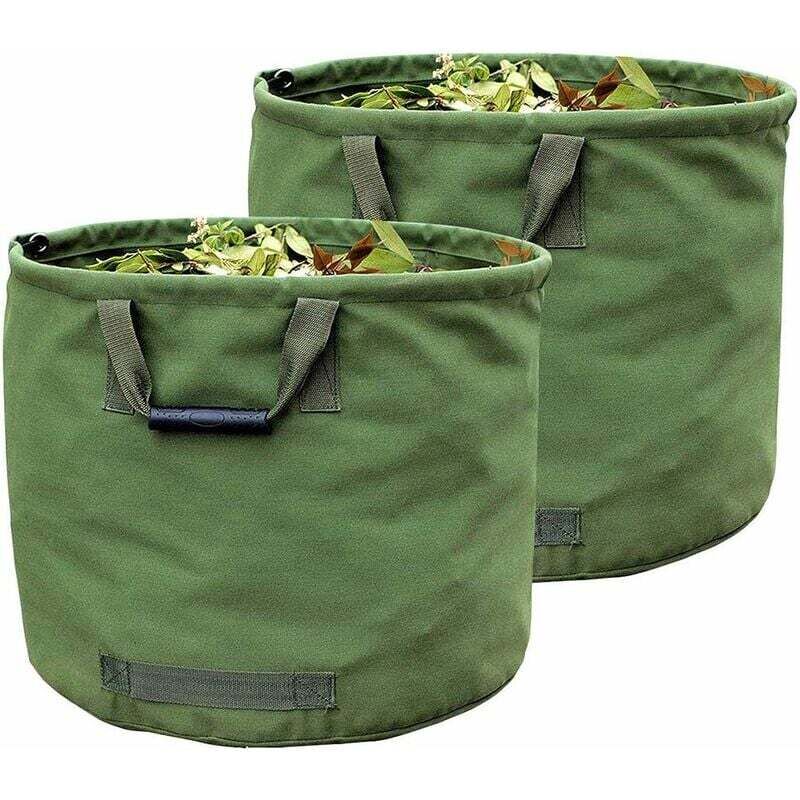 Ahlsen - 2 x Sac de Jardinage 125L Extra-Robuste avec Poignées, Sac de Ramassage Feuilles Verte avec Toile Militaire (H45 cm, D54 cm)