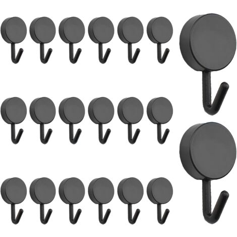 Ahlsen 20 Pack Self Adhesive Hooks Made of Durable Plastic for Door, Home, Kitchen, Bathroom, Office (Black)