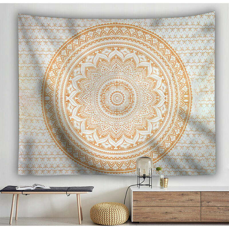 Ahlsen - 200 150 Style Ethnique Or Mandala Flanelle Tapisserie Décoration Mandala Tapisserie Murale pour L'intérieur De La Maison, Décor De Chambre