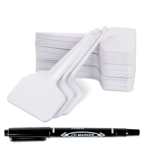 Ahlsen 200 Stück Pflanzenetiketten, Sämlingsetiketten, Garten, Gemüse, Pflanzung, wasserdichter Kunststoff für den Außenbereich, weiß, 10 x 6 cm