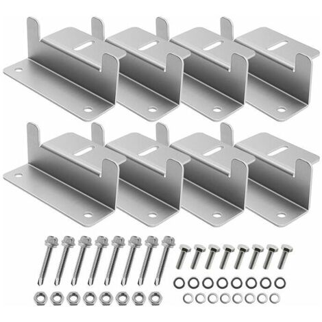 Ahlsen 2er-Pack 2-Loch-Z-Typ-Solarpanel-Montagehalterung mit Montagezubehör aus Aluminiumlegierung für Wohnmobil, Wohnwagen, Yacht, Schuppen, Dach