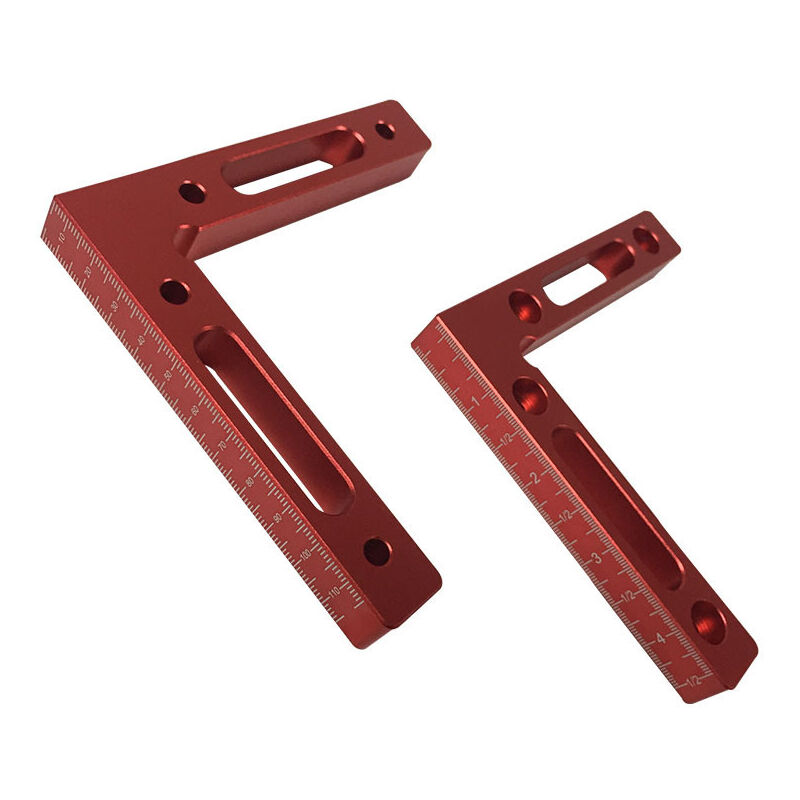 Ahlsen - 2pcs Règle de Positionnement à 90 Degrés Règle de Positionnement Rectangulaire Règle en Alliage d'Aluminium pour Travail du Bois Règle