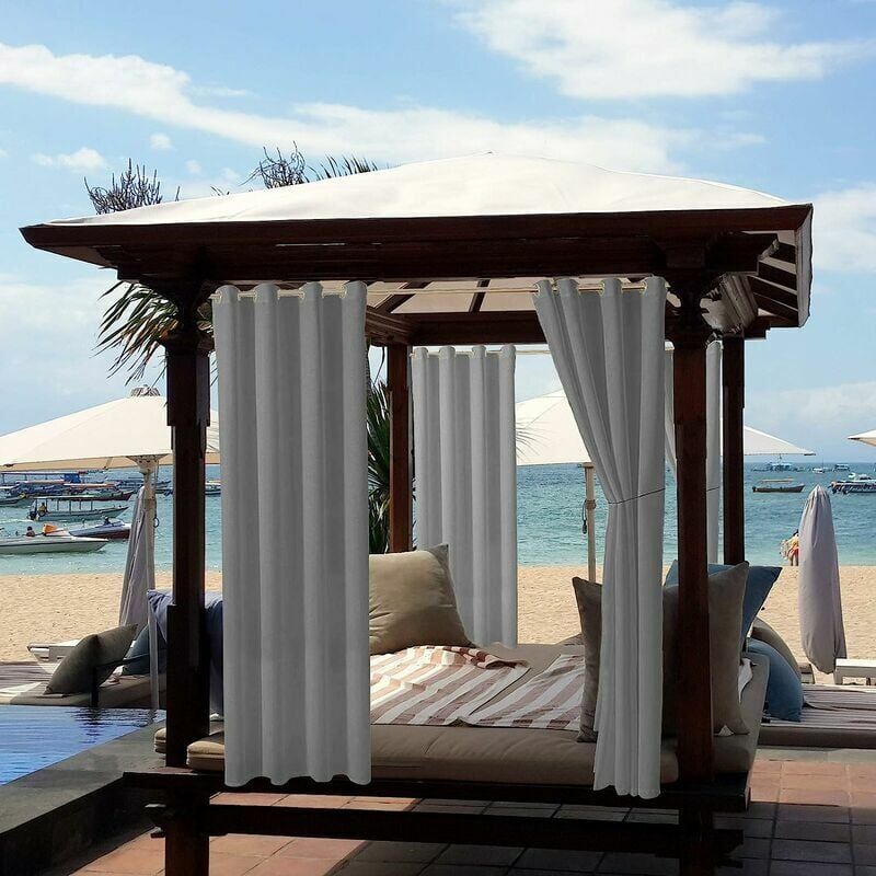 Ahlsen - 2pcs Rideaux imperméables extérieurs, stores d'isolation de pergola, abris de jardin extérieurs, gazebos, porche de terrasse (150166, gris)