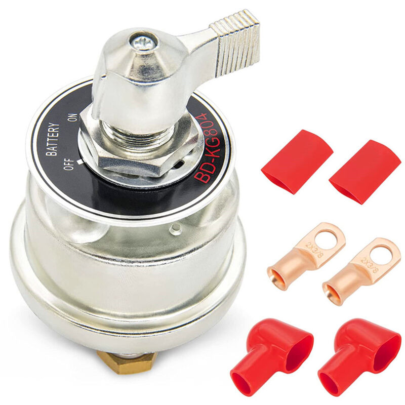 2x Coupe Batterie 12V-24V, 300A Interrupteur Isolateur de Batterie avec Bornes en Cuivre, Commutateur de Batterie pour Voitures Camions Camping-Cars