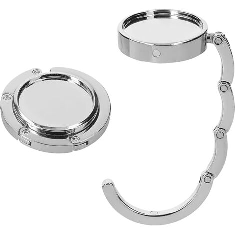 Ahlsen 2x Handbag Hooks - Foldable Metal Bag Hanger - Bag Holder for Table or Office Handbag Hanging - Silver
